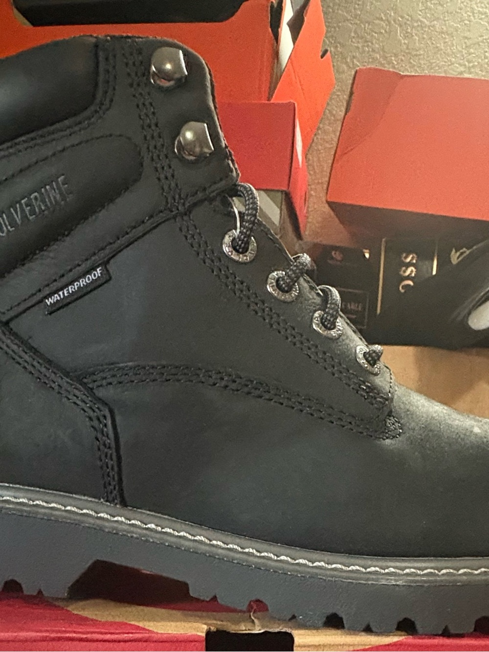 Wolverine Black Waterproof Men's Work Boot